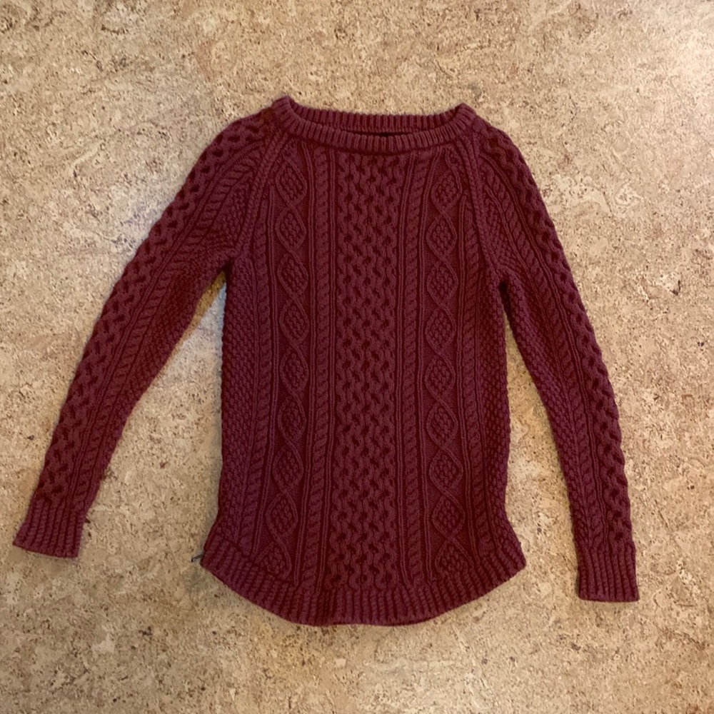 L.L. Bean Women's Signature Cotton Fisherman Tunic Sweater in Red Size XS